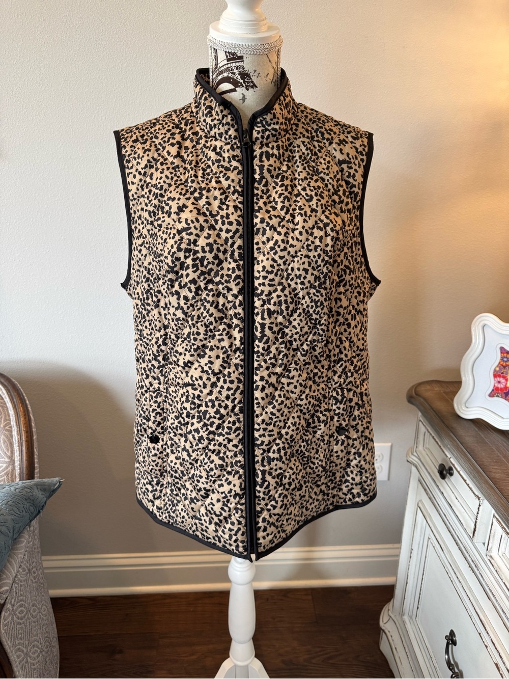 Leopard Print Quilted Vest